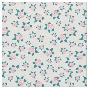 Elegant white Pink Blooming Hydrangea Floral Fabric
