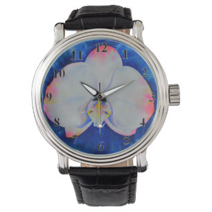 Elegant white Pink Blush Orchid watercolor Watch