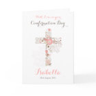 Elegant white pink confirmation floral cross name