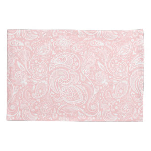 Elegant White &  Pink Floral Paisley Pattern Pillowcase