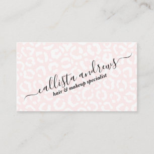 Elegant White Pink Leopard Cheetah Animal Print Business Card