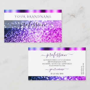 Elegant White Pink Purple Sparkle Glitter Shimmery Business Card