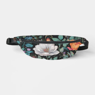 Elegant White Pink Rose Fanny Pack