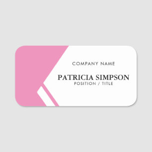 Elegant White & Pink: Stand Out With This Feminine Name Tag