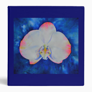 Elegant white pink watercolor floral orchid binder