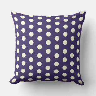 Elegant White Polka Dots on Indigo Blue Throw Pillow