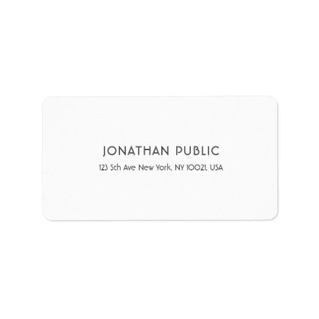 Elegant White Professional Plain Modern Simple Label (Front)
