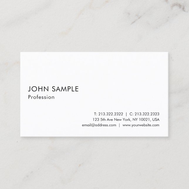 Elegant White Professional Smart Plain Modern Business Card (Front)