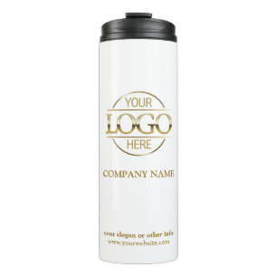 Elegant White Promotional Company Business Logo Thermal Tumbler