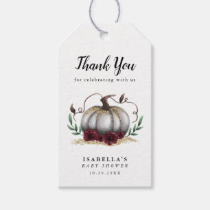 Elegant White Pumpkin Baby Shower Favor Gift Tags