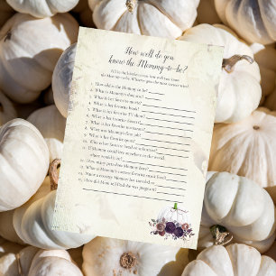 Elegant White Pumpkin Do You Know Mommy Game Invitation