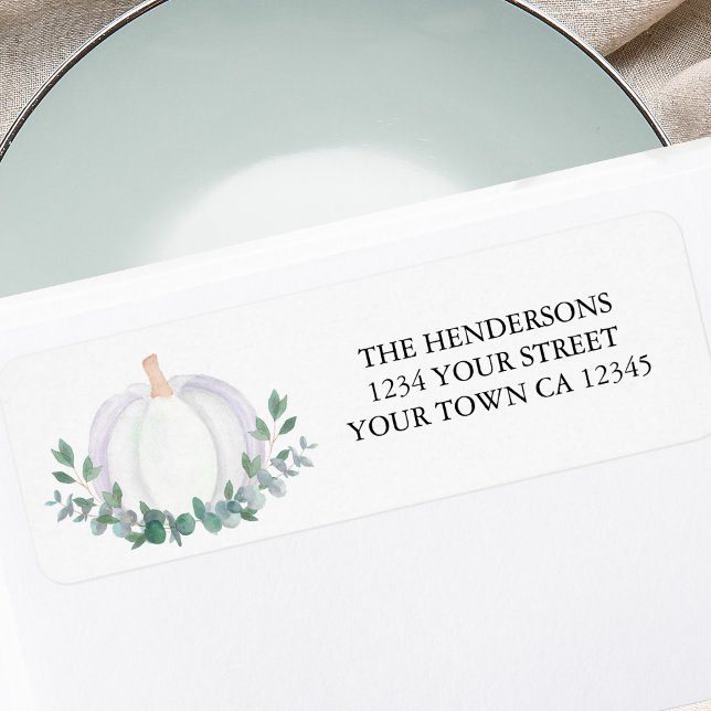 Elegant White Pumpkin Return Address (Creator Uploaded)