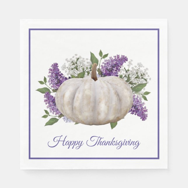 Elegant White Pumpkin Thanksgiving Paper Napkin (Front)