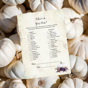 Elegant White Pumpkin What's In Your Purse Game Invitation