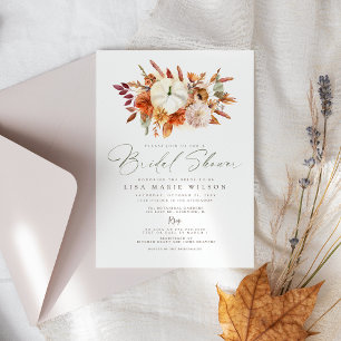 Elegant White Pumpkins Fall Bridal Shower Invitation