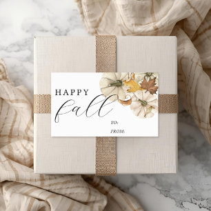 Elegant White Pumpkins Happy Fall Gift Sticker