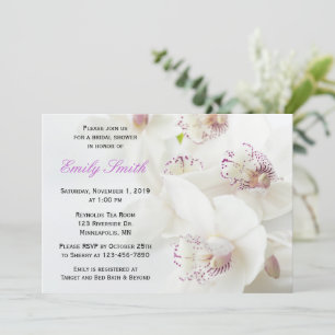 Elegant White & Purple Orchids Bridal Shower Invitation