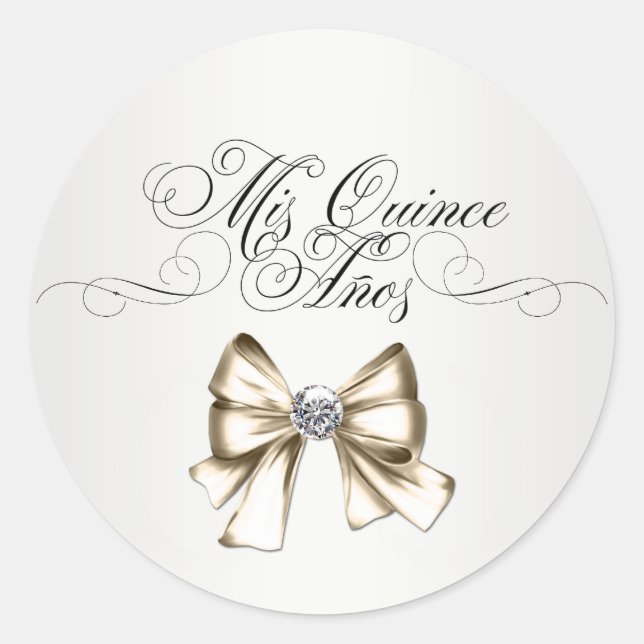 Elegant White Quinceanera Stickers (Front)