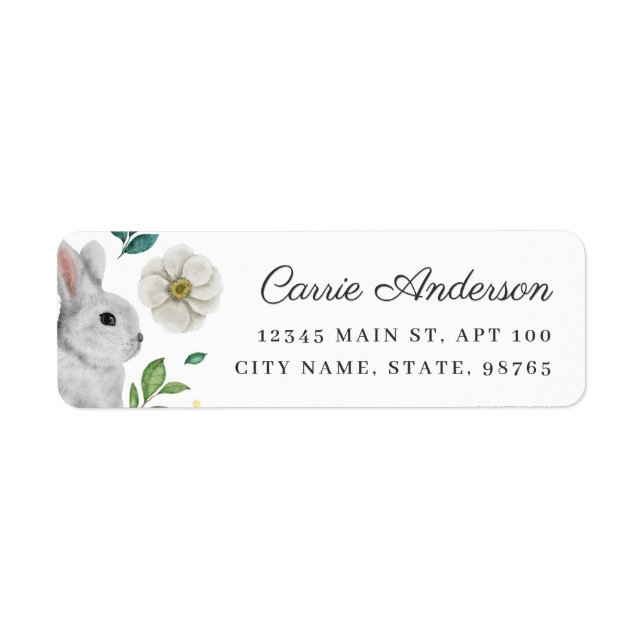 Elegant White Rabbit & Rose Spring Address (Front)