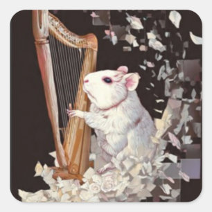 Elegant White Rat Sticker – Fantasy Design