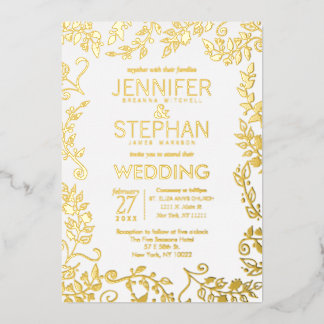Elegant White Real Gold Floral Wedding