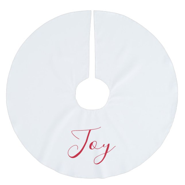 Elegant White Red Joy Brushed Polyester Tree Skirt (Front)
