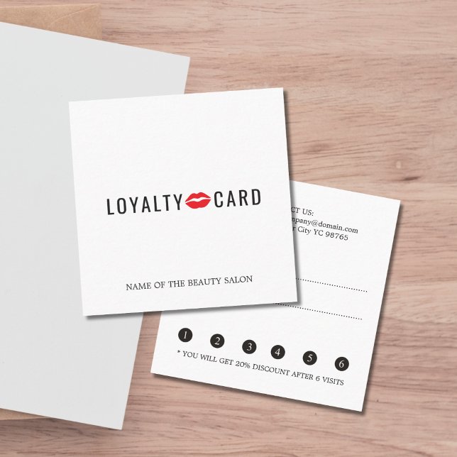 Elegant White Red Lips Makeup Loyalty Card (Creator Uploaded)