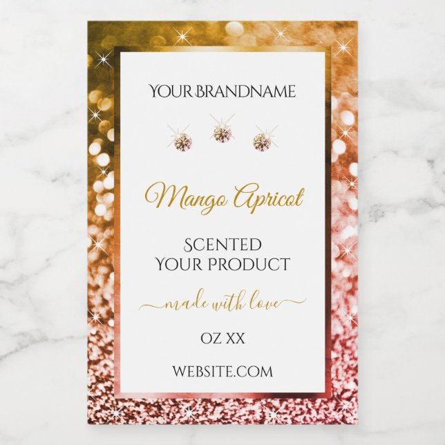 Elegant White Rose and Gold Glitter Product Labels (Single Label)