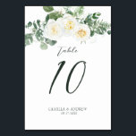 Elegant White Rose Eucalyptus Floral Wedding Table Number<br><div class="desc">Elegant White Rose Eucalyptus Floral Wedding Table Numbe</div>