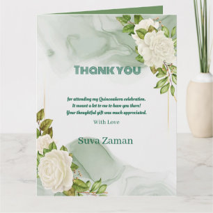 Elegant White Rose  Floral 19th Birthday Thank You Card