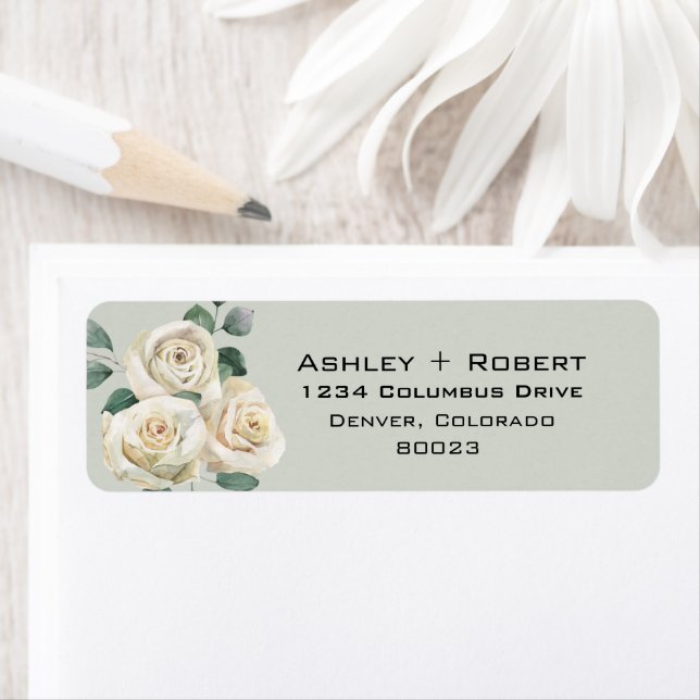 Elegant White Rose Floral | Sage Mint Return  (Insitu)