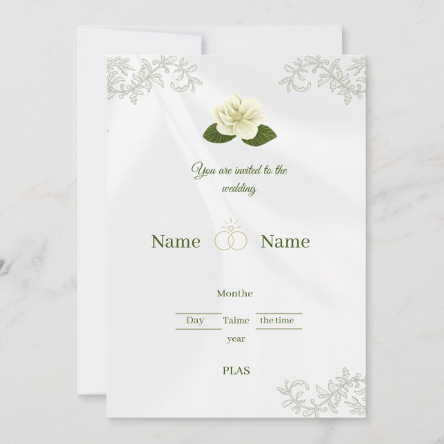 Elegant White Rose Floral Wedding Invita Invitation (Front)