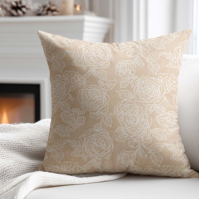 Elegant White Rose Flower  Throw Pillow (Creator Uploaded)
