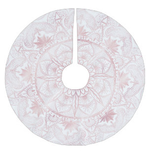 Elegant White Rose Gold Eye Sun Moon Mandala Brushed Polyester Tree Skirt
