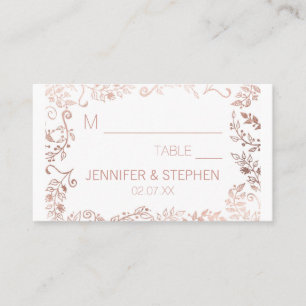 Elegant White Rose Gold Floral Wedding Place Card