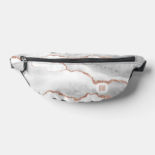 Elegant White Rose Gold Glitter Agate Marble  Fanny Pack