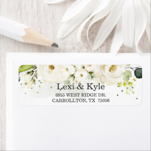 Elegant White Rose & Gold Modern Font Adresse