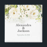 Elegant White Rose & Gold Modern Wedding Magnet<br><div class="desc">Perfect way to celebrate Your Special Day and keep your guests safe!  Check Out our Matching Items: https://www.zazzle.com/store/bdp_designs/products?cg=196448434588051810</div>
