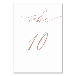 Elegant White Rose Gold Script 10 Wedding Table Number