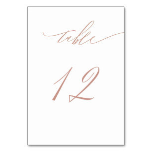 Elegant White Rose Gold Script No 12 Wedding Table Number