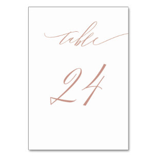 Elegant White Rose Gold Script No 24 Wedding Table Number