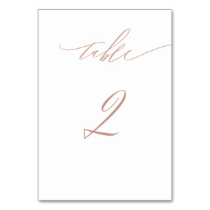 Elegant White Rose Gold Script No 2 Wedding Table Number