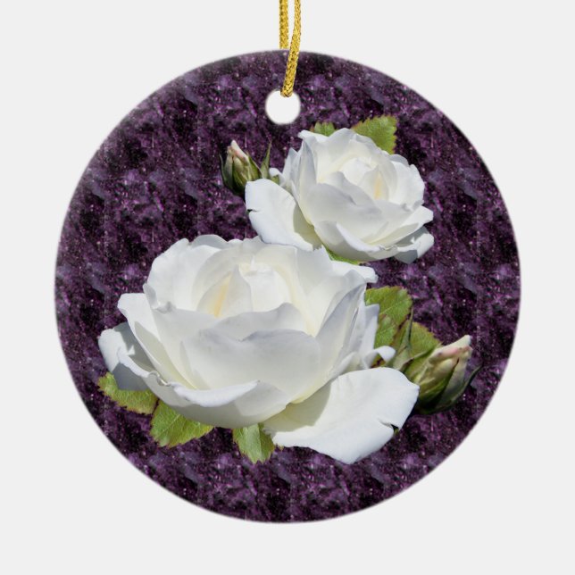 Elegant White Rose Ornament (Front)