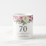 Elegant White Rose Pink Floral 70th Birthday Coffee Mug<br><div class="desc">Elegant White Rose Pink Floral 70th Birthday
Birthday cup
Great gift idea

Great for distributing to guests to remember the special occasion.</div>