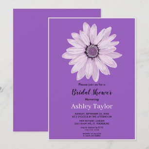 Elegant white rose purple floral Bridal Shower Invitation