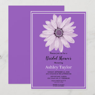 Elegant White Rose Purple Floral Bridal Shower Invitation