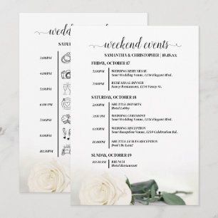 Elegant White Rose Wedding Events & Timeline Program