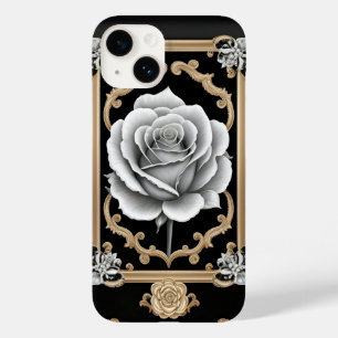 Elegant White Rose with Ornate Gold Frame Case-Mate iPhone 14 Case