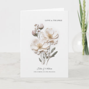Elegant White Roses I Folded Thank You Card