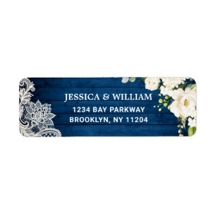 Elegant White Roses Lace Rustic Return Address